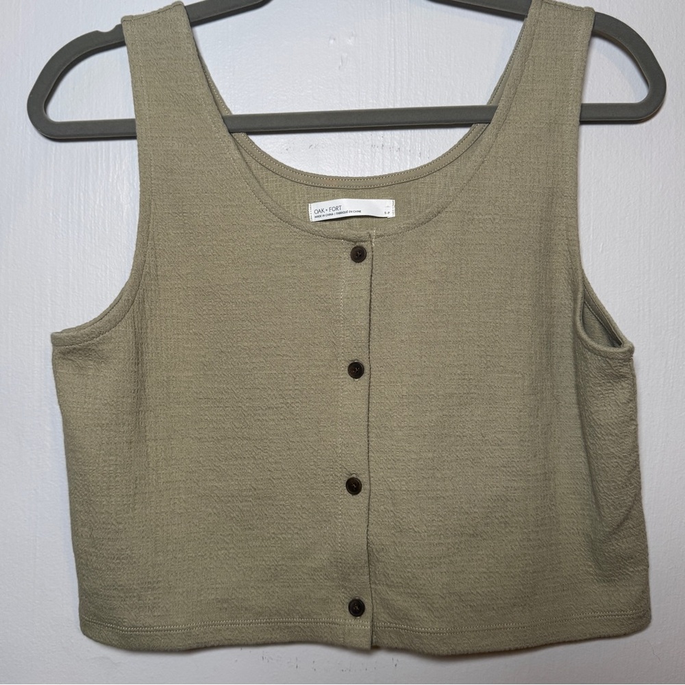 Oak + Fort Button Front Tank - S - Sage
